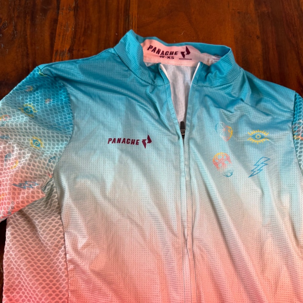 Panache Womens Cycling Kit Jersey and Bib Shorts Sunset Ombre Graphic XS - Picture 11 of 16